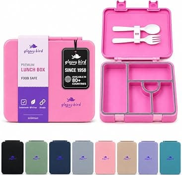 Kids Bento Lunch box, 5 Compartments Leak-Proof Food Organizer for Boys & Girls, BPA-Free School Meal Carrier with Spoon & Fork (Pink) على Amazon.ae - متتبع الأسعار