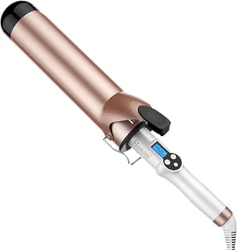 Hoson 50mm Curling Tongs Large Barrel for Long Hair, Big Barrel Curling Wand Iron Dual Voltage,Ceramic Tourmaline Coating with LCD Display, Glove Include on Amazon.ae - Price Tracker