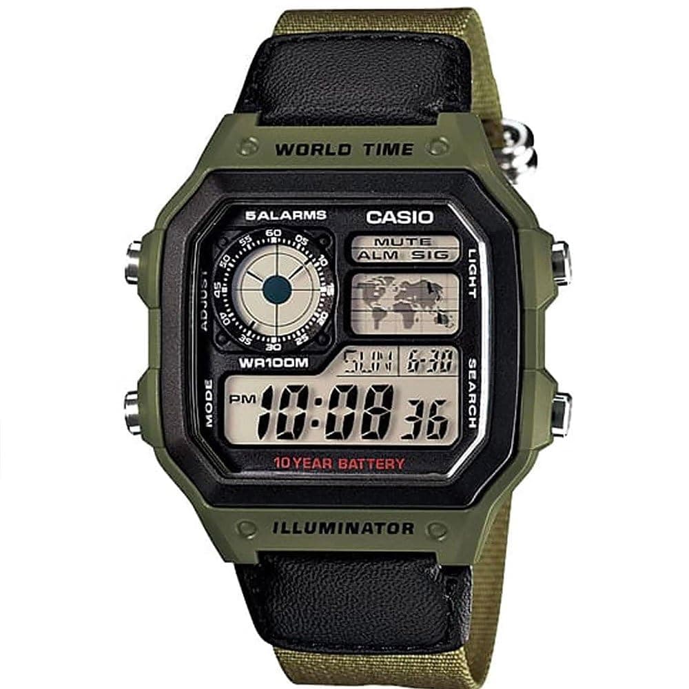 Casio Men's Watch - AE-1200WHB-3BVDF Black Dial, Green Band on Amazon.ae - Price Tracker