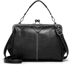 Segater Women Retro Hollow Oil Wax PU Leather Handbag Kiss Lock Crossbody Purse Vintage Messenger Bag Tote - Amazon.sa Price Tracker