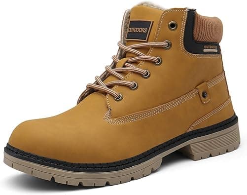 SKDOIUL Mens Winter Snow Boots Leather Ankle Walking Shoes with Warm Fur on Amazon.ae - Price Tracker