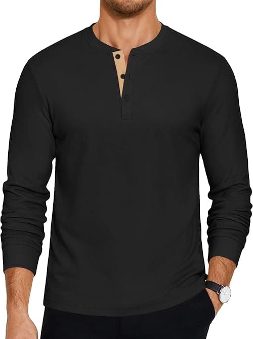 COOFANDY Men's Henley T-Shirts Long Sleeve Pullover Shirt Casual Basic Tees on Amazon - Best Deal Finder