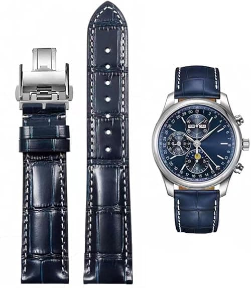 Uhrenarmband für Longines 19mm 20mm 21mm Leder Krokodilmuster Echtleder-Uhrenarmband mit Blauen Schwarz Braun Armband Uhrenarmband Ersetzen für Longines Master Concas Classic Reproduction Series on Amazon - Best Deal Finder