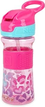 Nuby Thirsty Kids No Spill Flip-It Reflex Tritan Travel Cup with Soft Silicone Spout, 12 Oz, Pink Leopard on Amazon.ae - Price Tracker