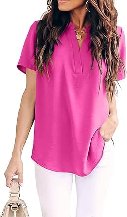 Allimy womens Casual Split V Neckline Blouses Soft on Amazon.ae - Price Tracker