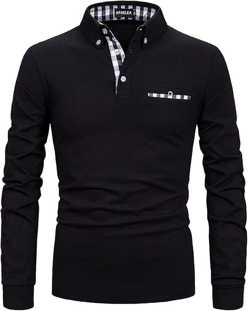 Men Polo Shirt Long Sleeve Cotton Golf T-Shirt Casual Tops on Amazon.ae - Price Tracker