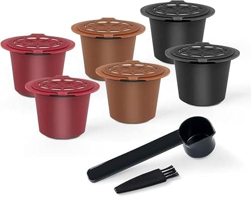 NALACAL Reusable Coffee Pods fit for Nespresso Originalline, Refillable Coffee Capsule Compatible with N Espresso Originalline, Food-Grade, Non-Toxic, 2 Black+2 Red+2 Brown (with 3 Scoops + 3 Brushes) on Amazon.ae - Price Tracker