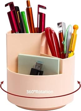 Desk Pencil Pen Holder, 3 Slots 360-Degree Spinning Pencil Pen Desk Organizers, Desktop Storage Pen Organizers Stationery Supplies, Cute Pencil Cup Pot for Office, School, Art Supply, Kids - Pink on Amazon.ae - Price Tracker