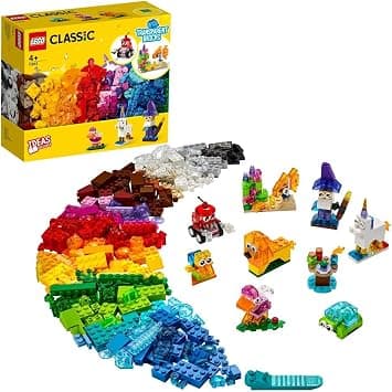 LEGO Classic Creative Transparent Bricks Building Set with Animal Figures including Lion and Turtle Toys, Gifts for 4 Plus Year Old Kids, Girls & Boys 11013 - متتبع أسعار Amazon.sa