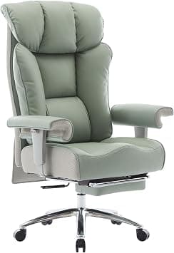 Efomao Big and Tall Executive Office Chair 450lbs - 22.6" Wide Seat & 5.9" Thick Cushion - Heavy Duty High Back PU Leather Computer Chair with Footrest, Adjustable Armrests, Lumbar Support - Green on Amazon.ae - Price Tracker