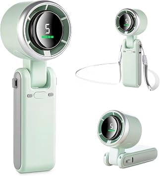 MERTTURM 3 IN 1 Mini Handheld Turbo Fan(12H Standby), Desk/Neck Portable Fan with 5 Super Powerful Wind Speed&Brushless Motor, Rechargeable Personal Lash Pocket Fan for Travel Makeup Outdoor-Green on Amazon.ae - Price Tracker