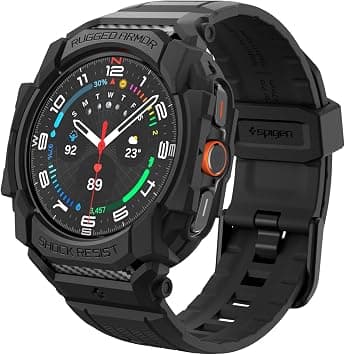 Spigen Rugged Armor PRO designed for Samsung Galaxy Watch Ultra 47mm Case with Band - Rugged Galaxy Watch Ultra Band with Protective Case (2025/2024) - Matte Black | Rugged Armor Pro Durable Protective TPU Shock Proof Scratch Resistant Cover Strap, Matte Black - متتبع أسعار Amazon.sa