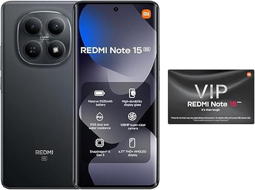 Redmi Note 15 5G Smartphone (8GB RAM, 256GB Storage), 108MP Camera, 5520mAh Battery, 6.77" FHD+ AMOLED Display, IP66 Water & Dust Resistant, Black, UAE Warranty on Amazon.ae - Price Tracker