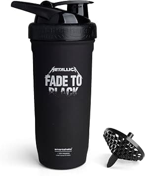 Smartshake Rockband Reforce Stainless Steel Protein Shaker Bottle 700 ml | 23 oz - Leakproof Screw-on Lid - BPA Free – Not Insulated - Unisex - Metallica, Fade to Black Logo on Bottle على Amazon.ae - متتبع الأسعار