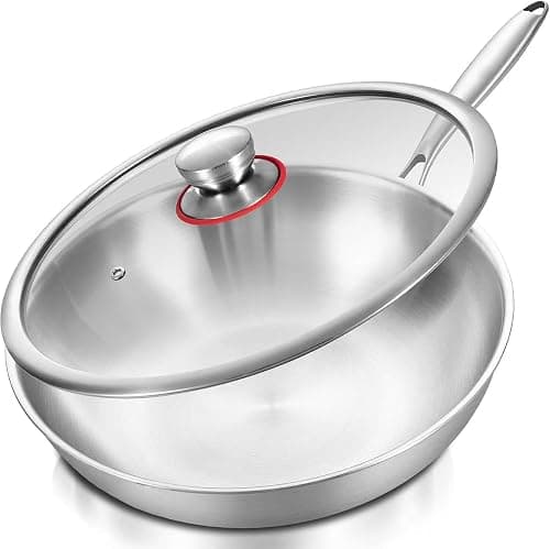 ORCHID M® Tri-Ply Stainless Steel Pan,Frying Pan with Lid, Compatible with All Cooktops,Fast & Even Heat, Skillet, Induction Cookware, Cooking Pan, Stir Fry Pan, Dishwasher Safe (26CM) on Amazon.ae - Price Tracker