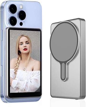 Magnetic Phone Vlog Selfie Monitor Screen, Magnetic Mount for MagSafe, Using Phone Rear Camera for Selfie Vlog Live Stream TikTok, Compatible with iPhone and Android System (Grey) on Amazon.ae - Price Tracker