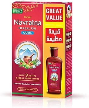 Emami Navratna Herbal Cool Oil | With 9 Active Herbal Ingredients | Relieves Stress, Soothes in Hot climatic condition, nourishes and conditions Hair ,300 ml, Buy 1 Get 100 ml free on Amazon.ae - Price Tracker