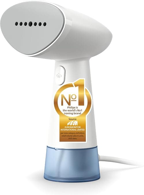 Philips HandHeld Steamer 1000 Series - 900W, Ready in 35 sec, 85 ml Water Tank, Compact, White & Blue STH1000/16 على Amazon.ae - متتبع الأسعار