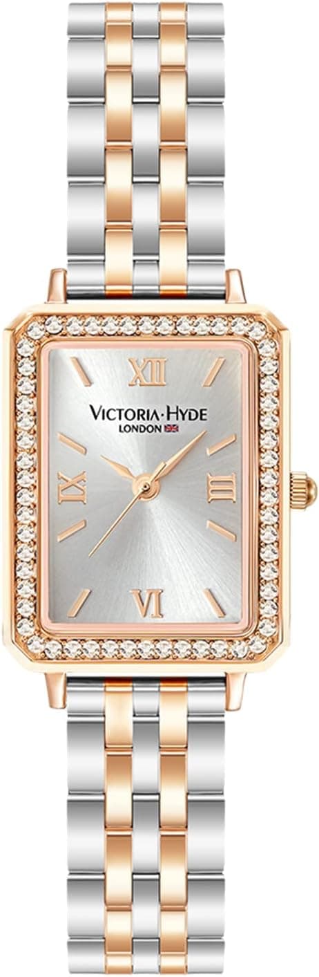 Victoria Hyde Watch for Women - Quartz Square, Rose Gold Case, Stainless Steel Bracelet, Rhinestone Bezel on Amazon.sa - Price Tracker