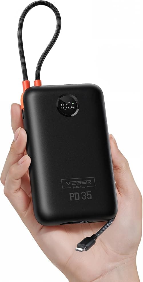 VEGER Power Bank 20000mAh, 35W PD Portable Charger with Built-In Cables, LED Display, 4 Ports Fast Charging Battery Pack for iPhone Series, Samsung Galaxy, iPad, and More on Amazon.ae - Price Tracker