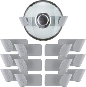 Minky Pan Lid Holder Set - 6 Pairs, Under Sink Organiser, Suitable for Lids up to 17mm, Kitchen Organiser, Self Adhesive, 3M VBH Tape, ABS Plastic, Designed and Manufactured in the UK, Grey on Amazon.ae - Price Tracker