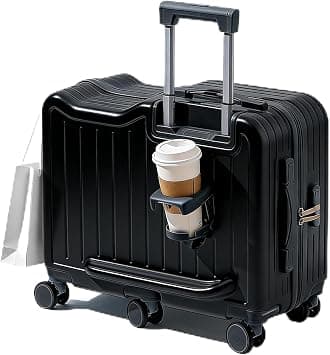 Kids Ride-On Suitcase, 20" ABS Hard Shell Carry-On Case with Cup Holder & Side Hook & Phone Holder, 6 * 360° Silent Wheels, Build-in Password Lock, Fun Trunk Case for Air Travel (Black) on Amazon - Best Deal Finder