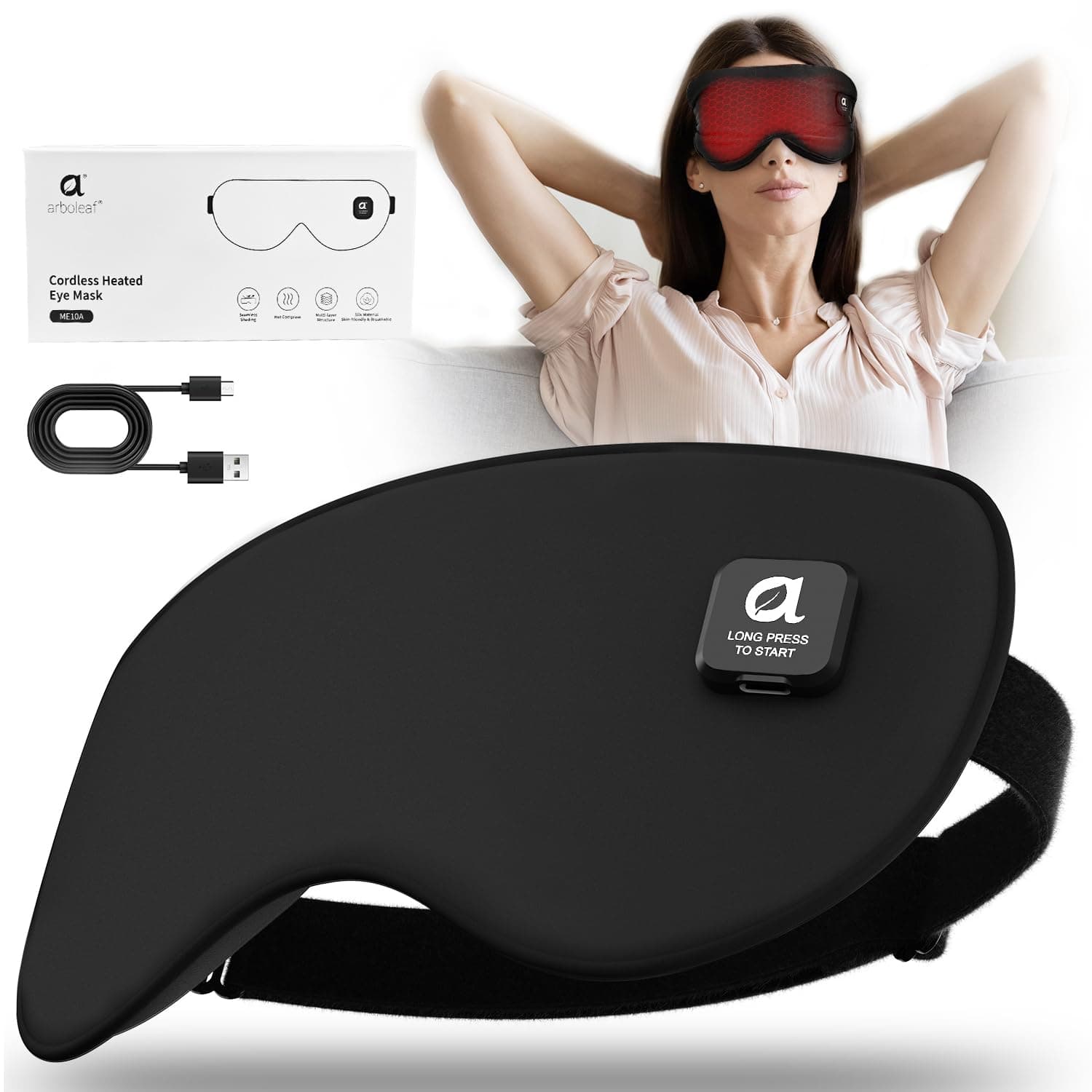 arboleaf Heated Eye Mask, Cordless Rechargeable Warm Compress, Temperature Control for Dry Eyes & Better Sleep, Washable & Travel, Gifts on Amazon.ae - Price Tracker