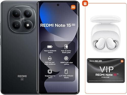 REDMI Note 15 5G Black 8G RAM 256G ROM + Bud 6 Play - Global Version on Amazon.ae - Price Tracker