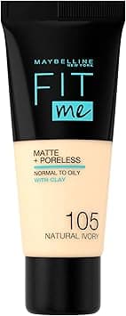 Maybelline Fit Me Matte & Poreless Foundation, 105 Natural Ivory, 30 ml on Amazon.ae - Price Tracker
