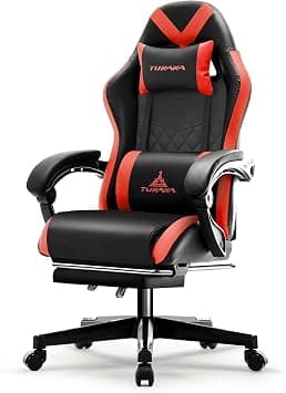 Gaming Chair,Ergonomic Massage Computer Office Desk Chair with Footrest,Pocket Spring Cushion,Reclining Leather Adjustable Gamer Chair with Headrest and Lumbar Support,Red على Amazon.ae - متتبع الأسعار