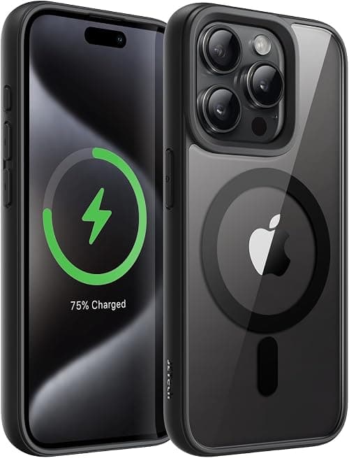 JETech Magnetic Case for iPhone 15 Pro Max 6.7-Inch Compatible with MagSafe, Shockproof Phone Bumper Cover, Solid Color Matte TPU Frame, Anti-Scratch Clear Back (Black Titanium) on Amazon - Best Deal Finder