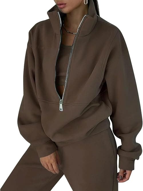 Eisctnd 2-Piece Fleece Sweatsuit Set for Women, Long-Sleeved Sweatshirt and Jogging Pants, Tracksuit, 2026, Trendy on Amazon.ae - Price Tracker