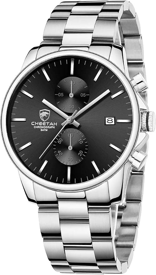 GOLDEN HOUR Fashion Business Mens Watches with Stainless Steel Waterproof Chronograph Quartz Watch for Men, Auto Date on Amazon.ae - Price Tracker