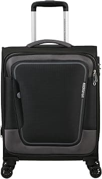 American Tourister Pulsonic Spinner S, Expandable Hand Luggage, Black (Asphalt Black), Spinner S (55 cm - 43.5 L), carry-on luggage on Amazon.ae - Price Tracker