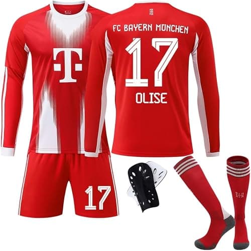 Bayern 2025/26 Season League Home Long Sleeve Jersey Set – Olise #17 – Boys, Teens & Men Football Uniform with Shorts & Socks, Breathable Soccer Shirt (22–3XL) on Amazon.ae - Price Tracker