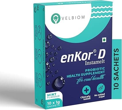 EnKor-D Immunity Boosting Daily Probiotic for Oral Health Prevents Sore Throat, Cough, Oral Infections Prevents Bad Breath For Men and Women Clinically tested - 10 Sachets Pack, Mint Flavour on Amazon.ae - Price Tracker