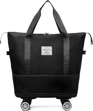 Rolling Duffle Bag with Wheels, Expandable Foldable Travel Duffle Bag, Rolling Luggage bag Waterproof Carry on Duffel Bag, Wheeled Travel Duffle Bag, Large Weekend Bag for Men Women (Black) على Amazon.ae - متتبع الأسعار