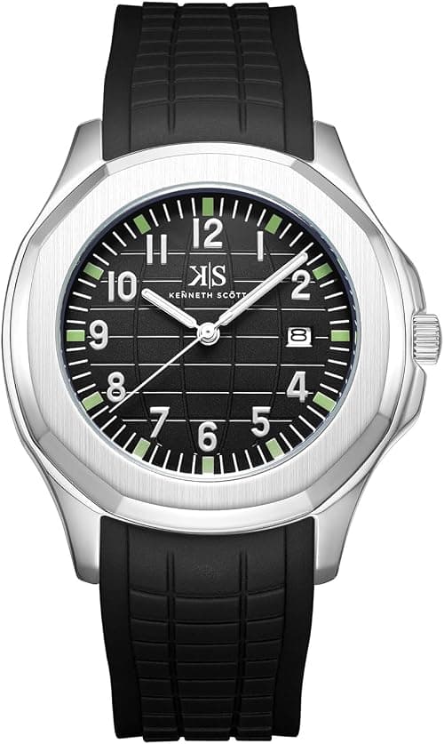 Kenneth Scott Men’s Analog Watch | Black Dial, Silver Case, Black Silicone Strap, Round, 45mm-K24014-SSBB على Amazon.ae - متتبع الأسعار