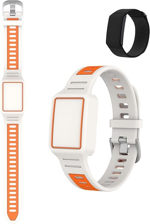 1-pack For Amazfit Helio Strap Silicone Watch Band - Waterproof Soft Rubber Replacement Strap, Universal Smartwatch Band for Men Women, Sturdy Durable,White+Orenge on Amazon.ae - Price Tracker