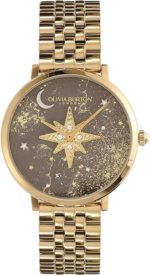 Olivia Burton Analogue Quartz Watch for Women Celestial NOVA Collection with Leather Strap or Stainless Steel Bracelet, Gold, Classic on Amazon.ae - Price Tracker