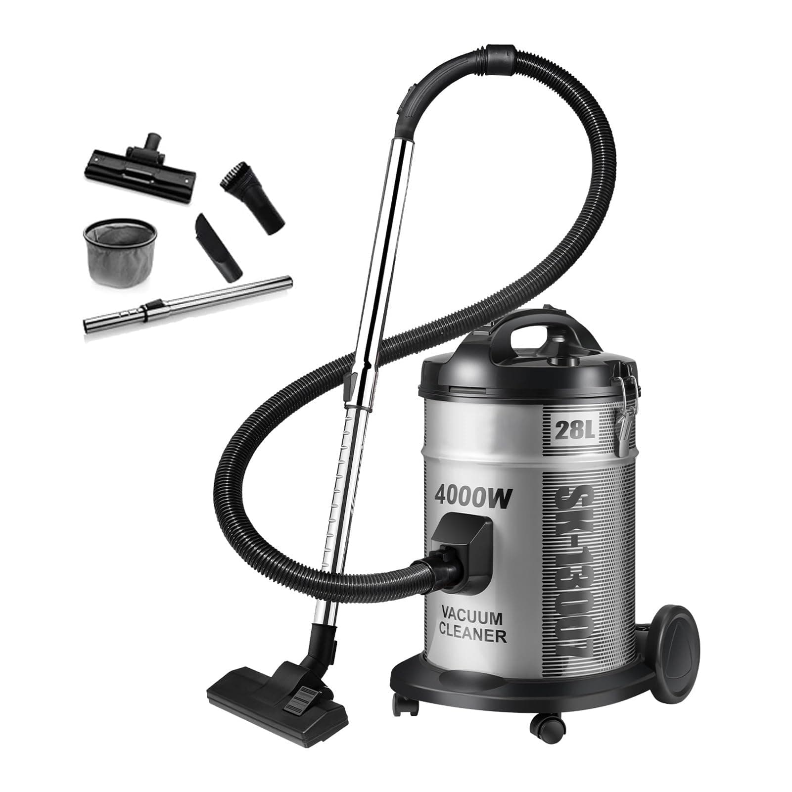 4000W Drum Vacuum Cleaner, 28L Tank Dust Capacity, Removable & Washable Filter, Dusting Brush & Crevice Nozzle With Multi Angle Head, Vacuum Cleaner for Home,Office,Garage,Car,Workshop,Pet Hair on Amazon.ae - Price Tracker