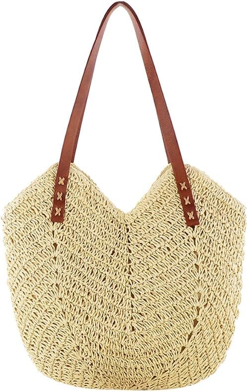 Large Capacity Straw Handbag, Hand Woven Shoulder Bag Hollow Tote for Women Summer Travel Beach Bag on Amazon.ae - Price Tracker
