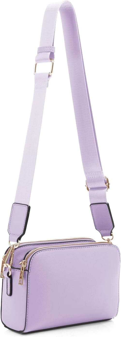 EVVE Crossbody Bags for Women Trendy Triple Zip Small Crossbody Camera Bag Purse with Wide Guitar Strap on Amazon - Best Deal Finder