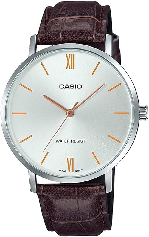 Casio Crocodile Embossed Black Leather Round Analog Watch on Amazon.sa - Price Tracker