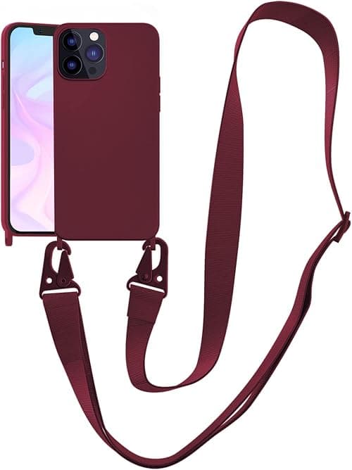 Compatible with iPhone 12 Pro Case with Lanyard Crossbody iPhone Case with Strap Adjustable Shockproof Drop Protection Silicone Phone Cover for iPhone 12 Pro 6.1’’ Plum على Amazon.ae - متتبع الأسعار