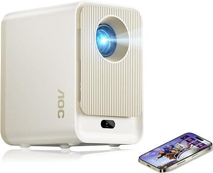 AOC 1080P Smart Projector,Fully Sealed,300 ANSI & 12000 Lumen & Auto Focus & Android 12.0,Projectors with Wifi6 and Bluetooth 5.0,250'' Screen, Portable Projector for Phone/PC/HDMI/USB (White+Yellow) on Amazon.ae - Price Tracker