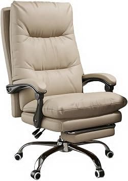 Office Chair with Footrest, Ergonomic Design, Adjustable Tilt Lock, Big and Tall PU Leather Executive Chair, Swivel Rolling Chair for Adult Working Study, Desk Chair Comfy for Home Office (khaki) on Amazon.ae - Price Tracker