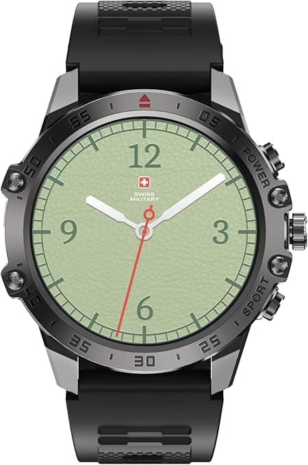 Swiss Military DOM5 Smartwatch 1.43" AMOLED, Bluetooth Calling, Multi Language, Health & Sports Tracking, Wireless Charging, 7 Days Battery, IP68, iOS/Android Compatible, Black Frame with Black Strap on Amazon.ae - Price Tracker