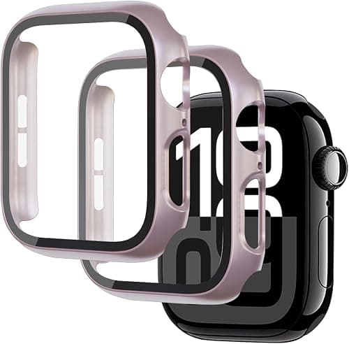 Tempered Glass Case Compatible for Apple Watch Series 11 (2025) Series 10 42mm, Hard PC Screen Protector, Built-in High-sensitivity Tempered Glass Film, 2 Pack (Rose Gold, iWatch Series 10/11 42mm) on Amazon.ae - Price Tracker