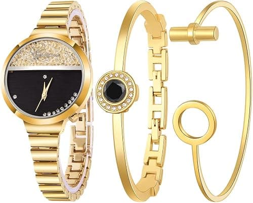 Women Watch and Bracelet Set Stylish Wrist Watch for Women Luxury Watch and Bangle Set Birthday Gifts for Ladies on Amazon.ae - Price Tracker